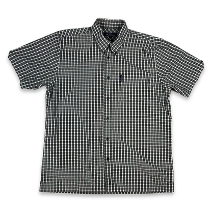 Vintage Ben Sherman Grey and White Plaid Short Sleeved Shirt XL