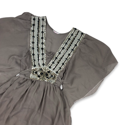 Vintage 90s Grey Sheer Kaftan Style Dress 10