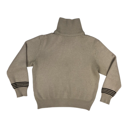 Vintage 80s Beige Zip-down Knit Jumper L