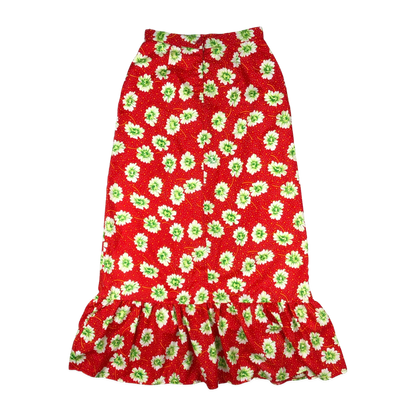Vintage Red Floral Print Skirt 10