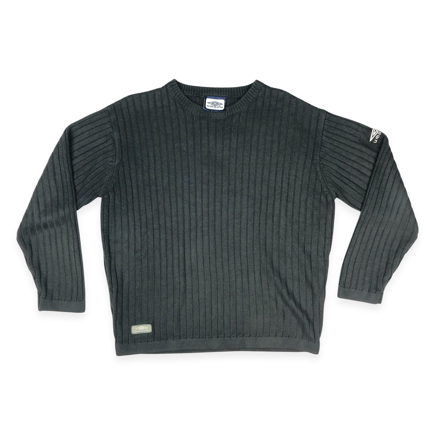 Vintage Y2K Umbro Grey Ribbed Knit Jumper L
