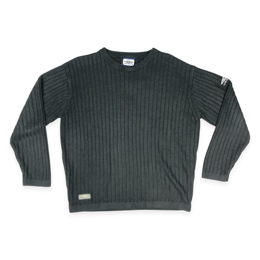 Vintage Y2K Umbro Grey Ribbed Knit Jumper L