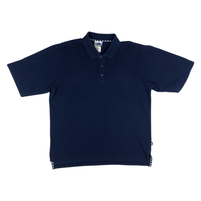 Vintage 90s Adidas Plain Navy Polo Shirt XL
