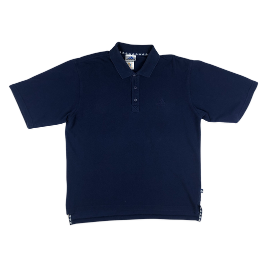 Vintage 90s Adidas Plain Navy Polo Shirt XL
