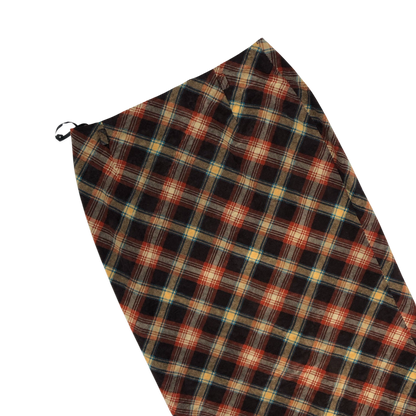 Vintage Brown, Yellow, and Blue Plaid Velvet Pencil Skirt 4 6