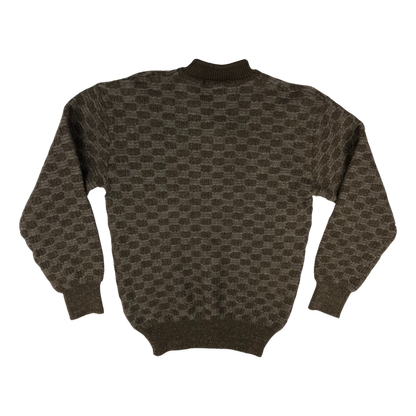 Vintage 80s Brown 1/4-zip Textured Knit Jumper M