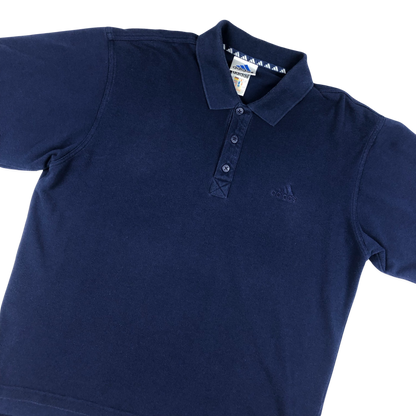 Vintage 90s Adidas Plain Navy Polo Shirt XL