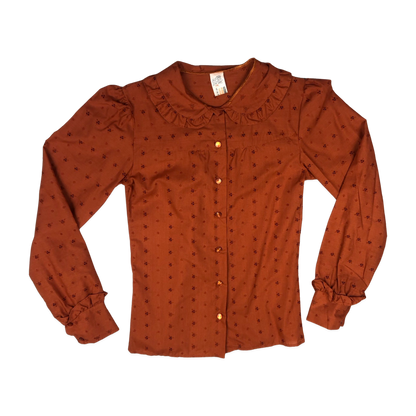 Vintage 70s 80s Rust Orange Anglais Blouse 4