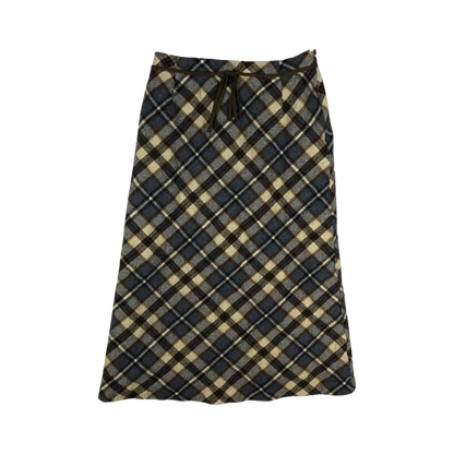 Vintage Grey and Brown Plaid Wool Skirt 4