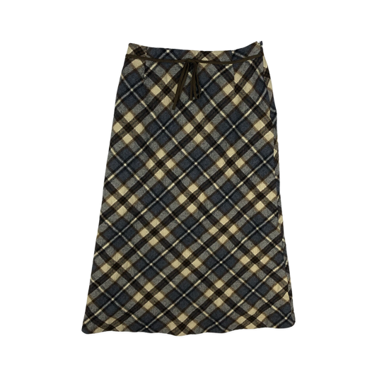 Vintage Grey and Brown Plaid Wool Skirt 4
