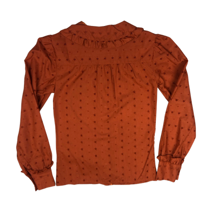 Vintage 70s 80s Rust Orange Anglais Blouse 4