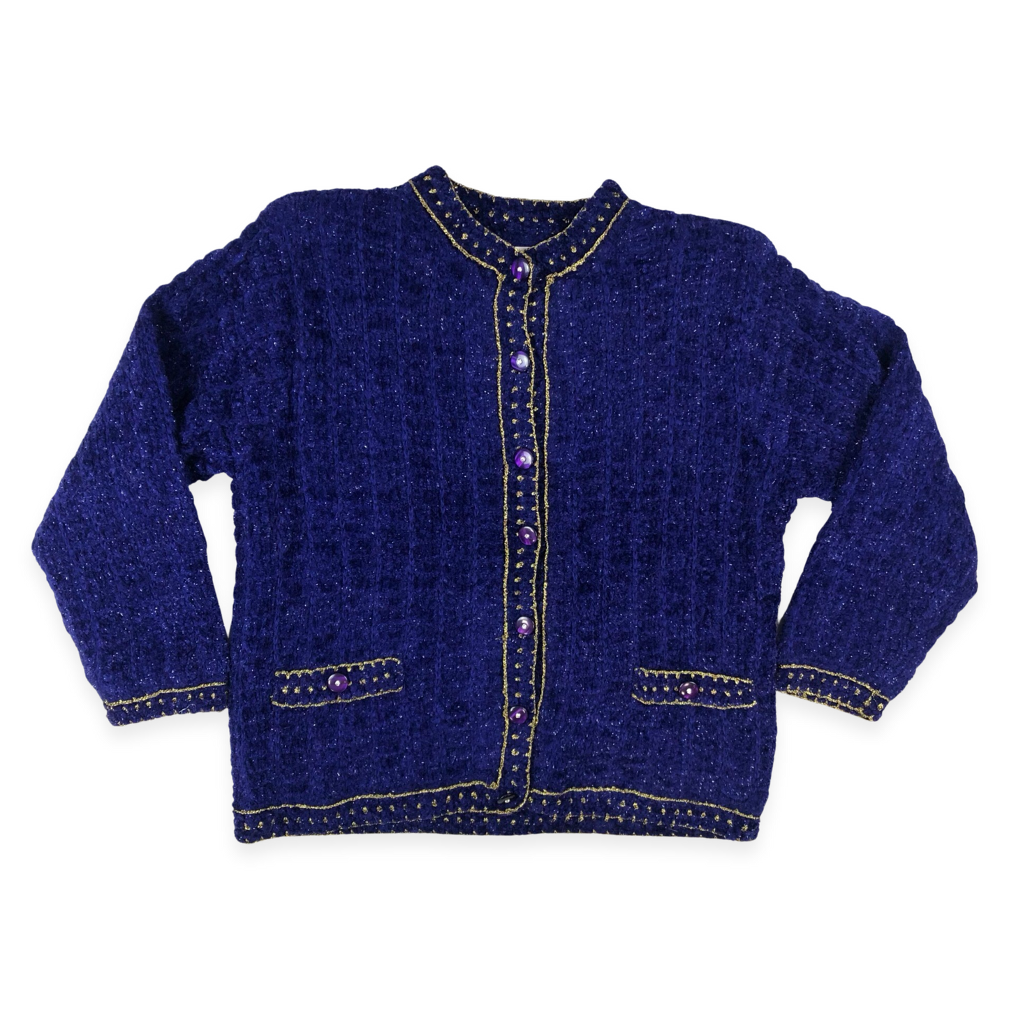 Vintage Purple Knit Cardigan 12 14 16