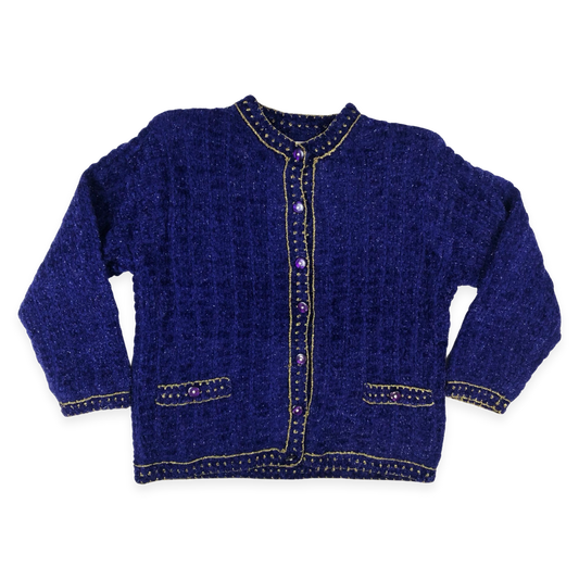 Vintage Purple Knit Cardigan 12 14 16