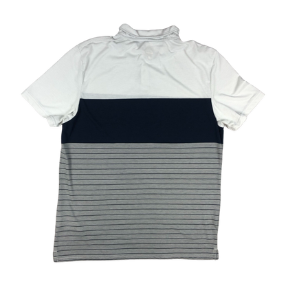 Vintage Nike Striped White and Navy Polo Shirt L