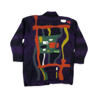 Vintage Purple Mohair Knit Cardigan 12 14 16