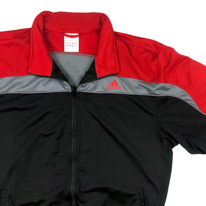 Vintage 00s Adidas Red and Black Zip-up Track Jacket XXL