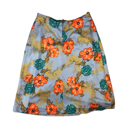 Vintage Blue Floral Print Skirt 10