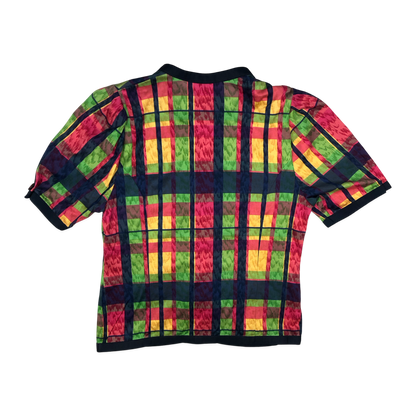 Vintage 80s 90s Plaid Print Multicolour Blouse 8