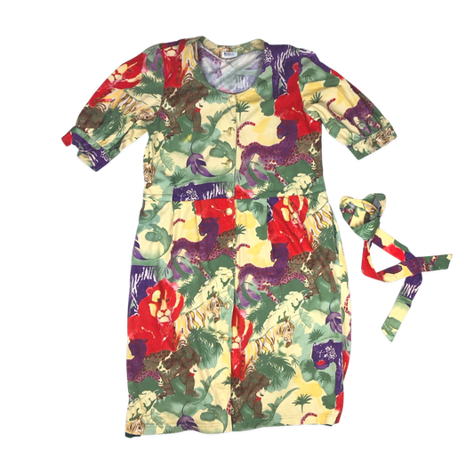 Vintage Safari Print Dress with Belt 14