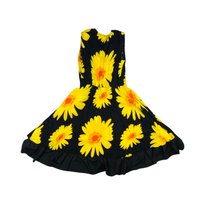 Vintage Black and Yellow Sleeveless Floral Print Dress 10