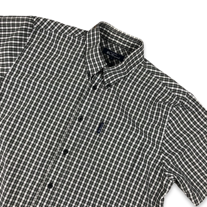 Vintage Ben Sherman Grey and White Plaid Short Sleeved Shirt XL