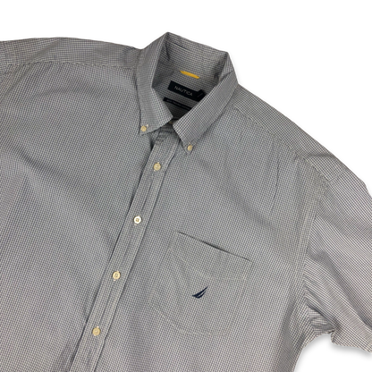 Vintage Nautica Blue and White Plaid Short Sleeve Shirt 4XL