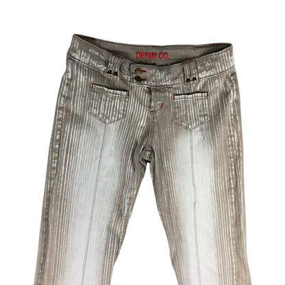 Vintage Striped Beige and White Flared Trousers 32W 36L