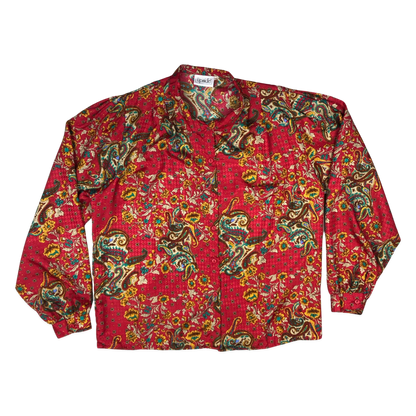 Vintage Red Paisley Print Blouse 16 18