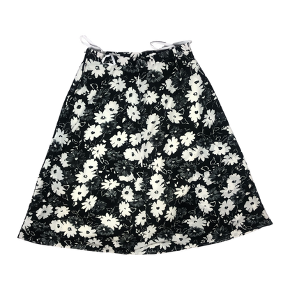 Vintage 60s 70s Black Floral Skirt 12