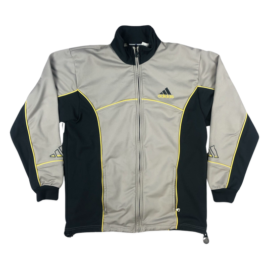 Vintage 90s Adidas Beige and Grey Zip-up Track Jacket M