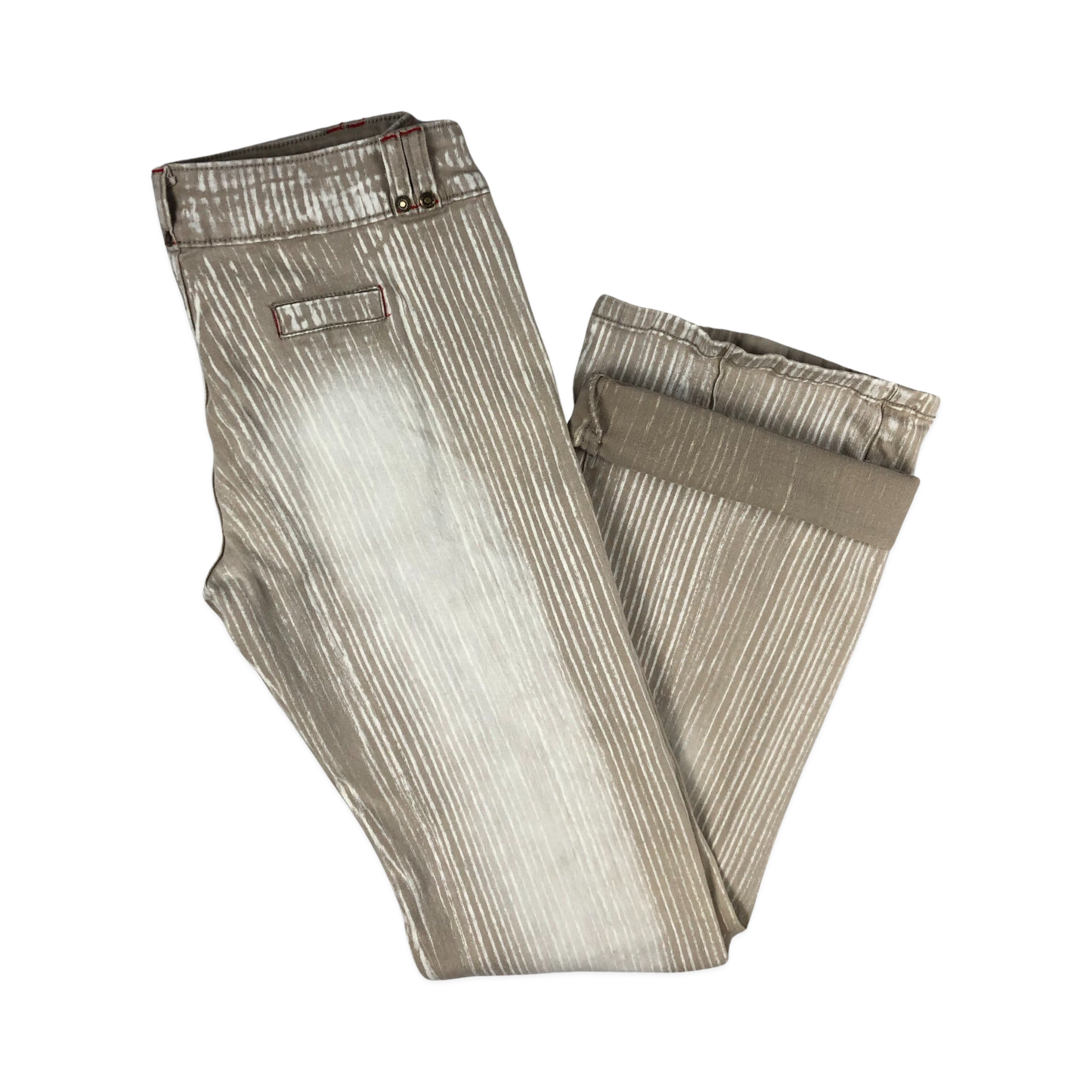 Vintage Striped Beige and White Flared Trousers 32W 36L