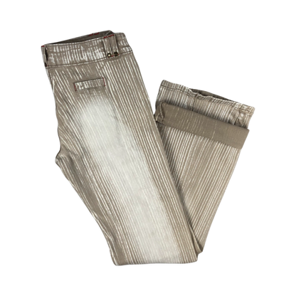 Vintage Striped Beige and White Flared Trousers 32W 36L