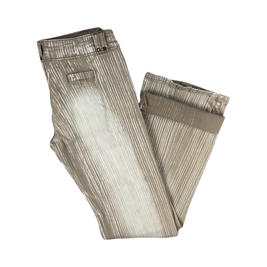 Vintage Striped Beige and White Flared Trousers 32W 36L