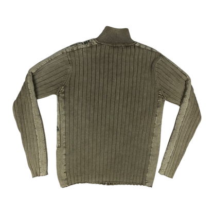 Vintage Y2K Zip-up Ribbed Knit Jumper XL
