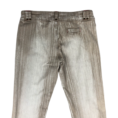 Vintage Striped Beige and White Flared Trousers 32W 36L