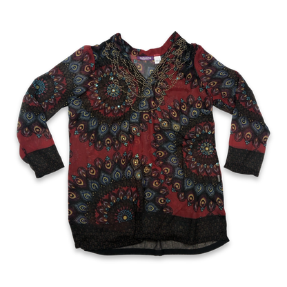 Vintage Y2K Mandala Print Blouse 14 16 18