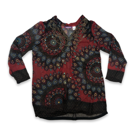 Vintage Y2K Mandala Print Blouse 14 16 18