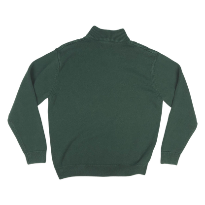 Vintage Chaps Green Cable Knit 1/4 Button Turtleneck Jumper XXL