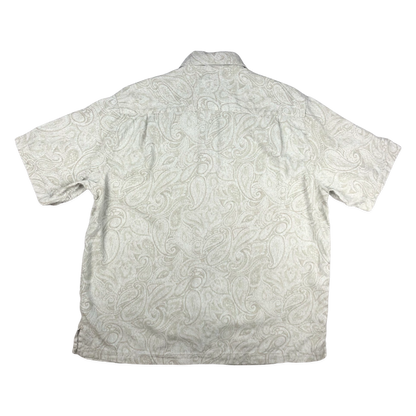Vintage Beige Paisley Print Silk Shirt L