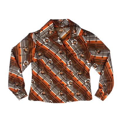 Vintage 70s Brown Floral Blouse 12