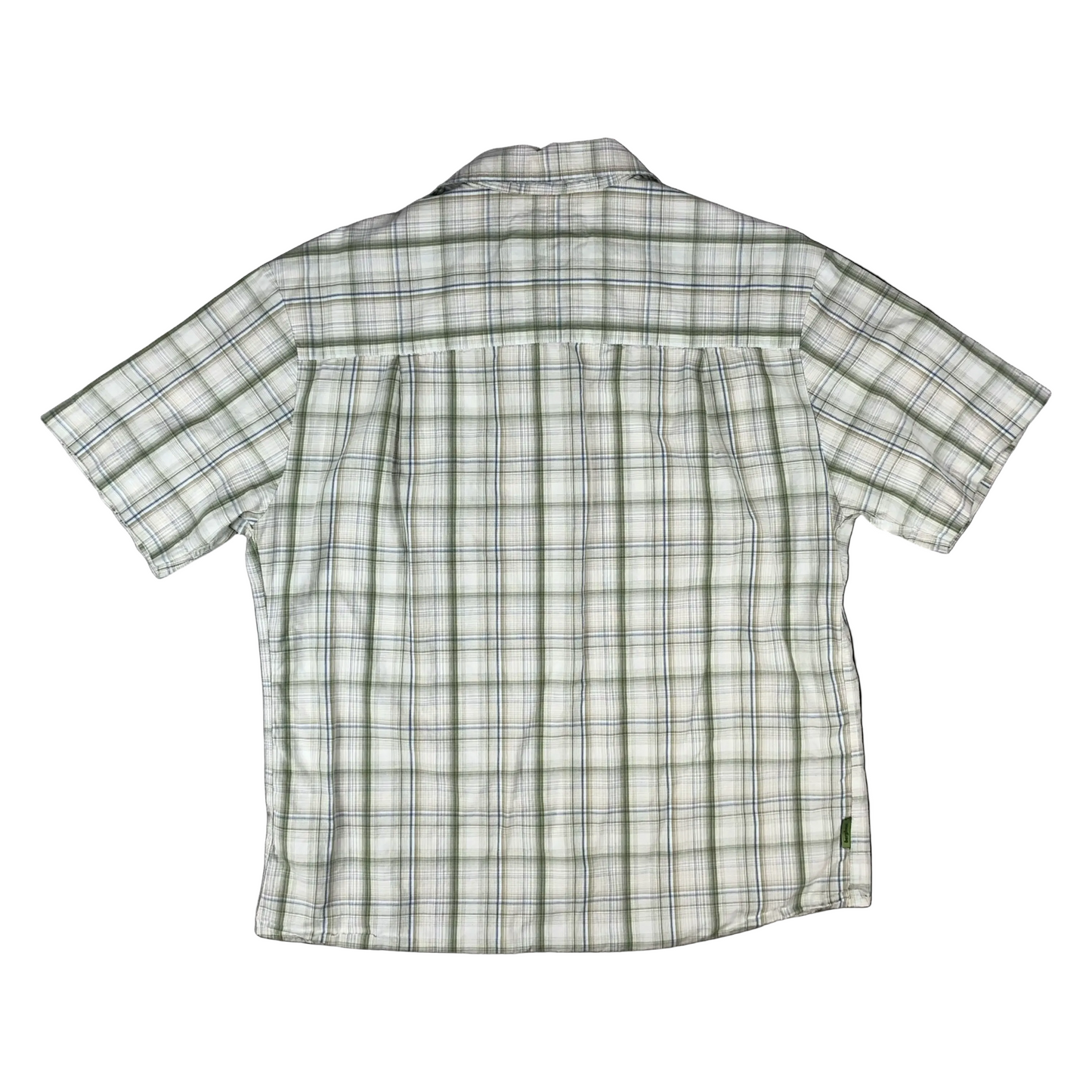 Berghaus White Green Blue Brown Checked Plaid Casual Short Sleeve Shirt Large