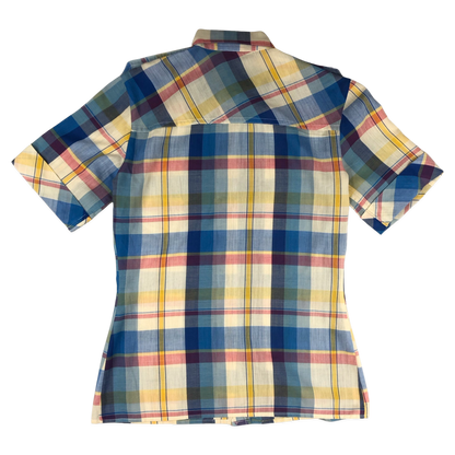 Vintage 70s Blue Red and Yellow Plaid Blouse 8