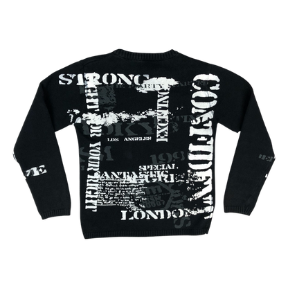 Vintage Y2K Black Ribbed Knit Jumper M
