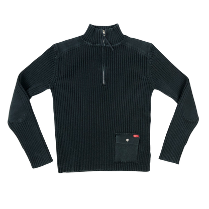 Vintage Y2K Black 1/4-zip Ribbed Knit Jumper S
