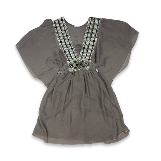 Vintage 90s Grey Sheer Kaftan Style Dress 10
