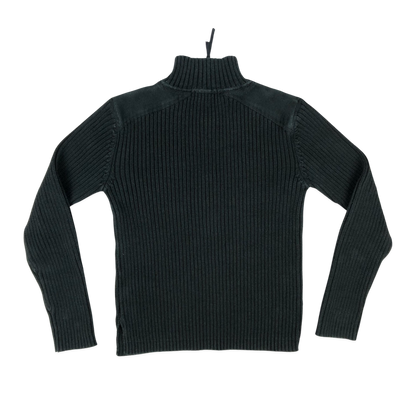 Vintage Y2K Black 1/4-zip Ribbed Knit Jumper S