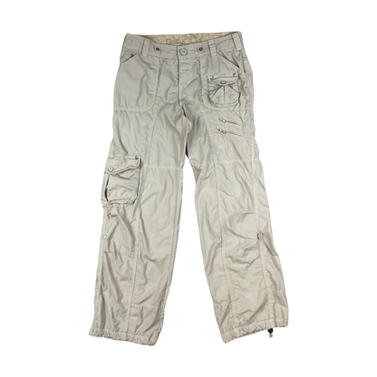 Vintage Y2K Beige Flared Cargo Trousers 12