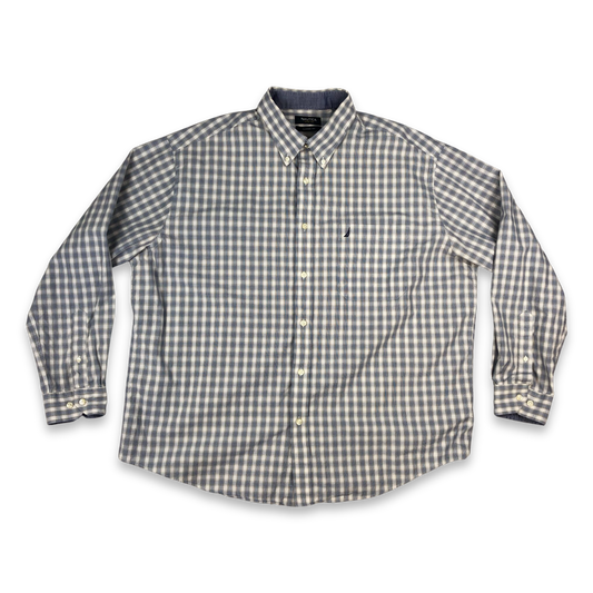 Vintage Nautica Blue and White Plaid Shirt Size 3XL