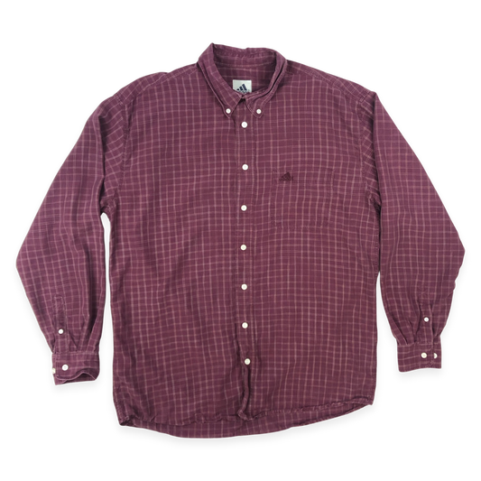 Vintage 90s Adidas Burgundy Checked Shirt XL