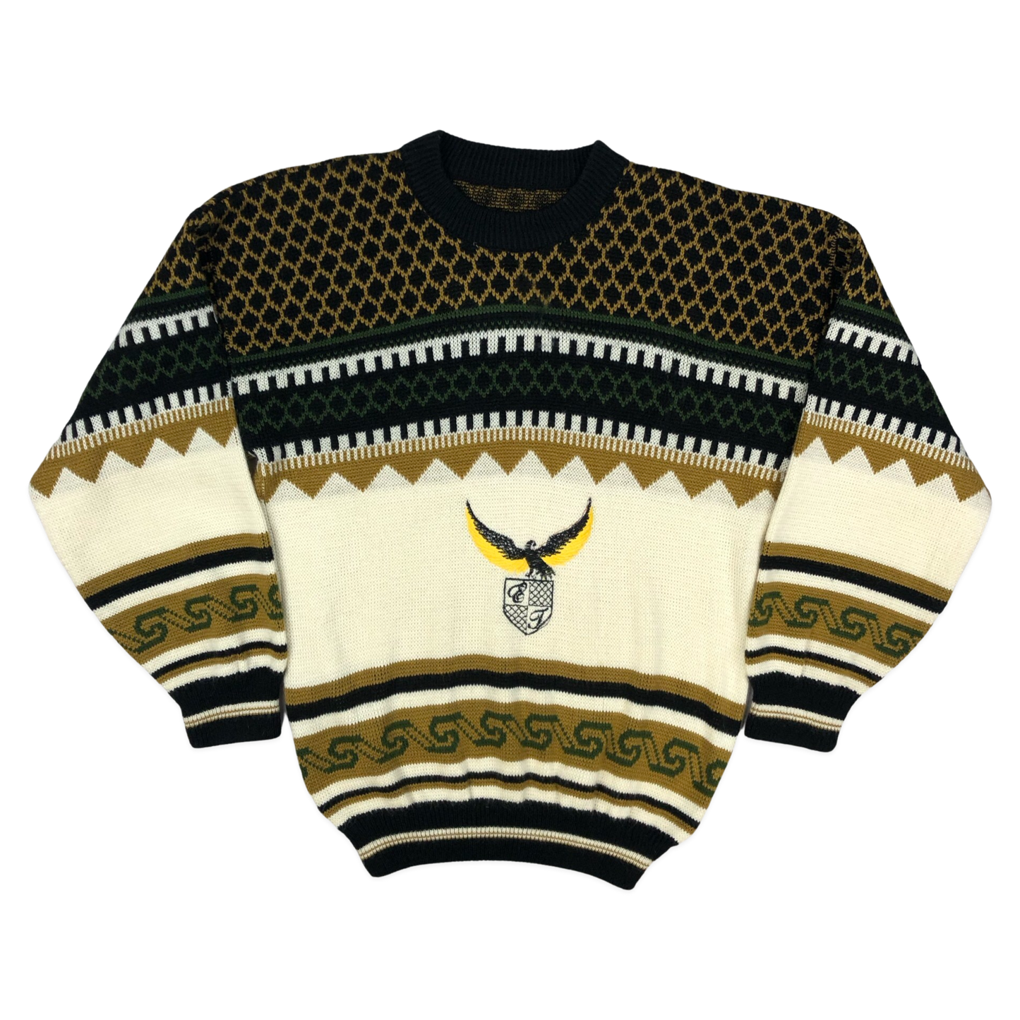 Vintage 80s Abstract Patterned Knit Jumper L